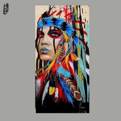 825-CANVASWALLPRINT-BE Abstract Figure Painting Colorful Wall Art Canvas Poster Modern Home Decor Decorative Pictures for Living Room