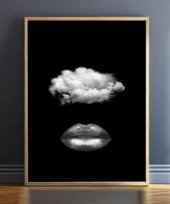 820-CANVASWALLPRINT-BE Black White Figure Painting Lips Wall Art Canvas Painting Nordic Posters And Prints Wall Pictures For