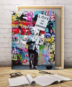 811-CANVASWALLPRINT-BE Graffito Poster Abstract Figure Canvas Painting Banksy Style Wall Art Posters and Prints Wall Picture For