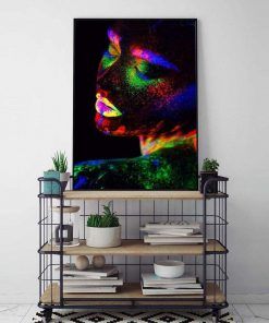 785-CANVASWALLPRINT-BE Neon Figure Painting Prints Iridescent Modern Posters Abstract Wall Art Pictures For Living Room Cuadros Decoracion