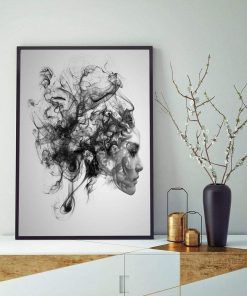 807-CANVASWALLPRINT-BE Simple Abstract Wall Art Canvas Smoke Effect Portrait Posters and Prints Modular Paintings on The Wall