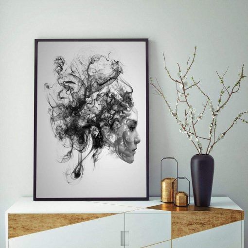 783-CANVASWALLPRINT-BE Simple Abstract Wall Art Canvas Smoke Effect Portrait Posters and Prints Modular Paintings on The Wall