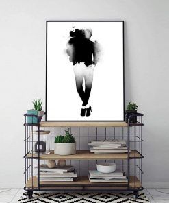 804-CANVASWALLPRINT-BE Simple Nordic Art Vogue Black and White Posters and Prints Watercolor Effect Painting Letter Picture Home