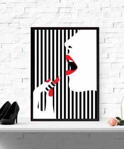 802-CANVASWALLPRINT-BE Watercolor Girl Fashion Wall Art Canvas Painting Nordic Posters And Prints Red Lips Wall Picture For