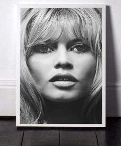 774-CANVASWALLPRINT-BE Black and White Famous Model Photo Vintage Picture Art Painting Wall Decor Brigitte Bardot French Fashion