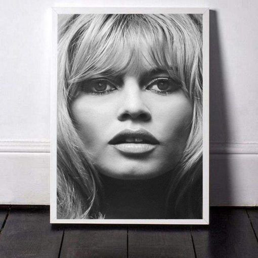 774-CANVASWALLPRINT-BE Black and White Famous Model Photo Vintage Picture Art Painting Wall Decor Brigitte Bardot French Fashion