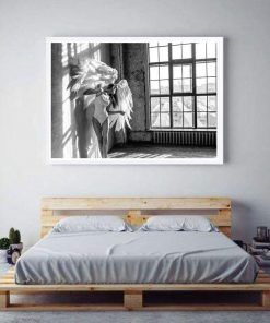 797-CANVASWALLPRINT-BE Black and White Window Prints Angel Posters Nordic Photography Art Canvas Painting Modern Wall Pictures For