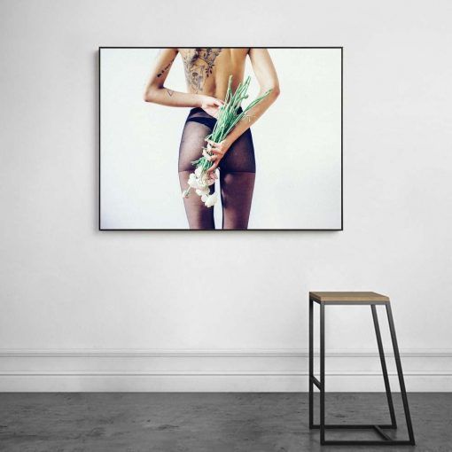791-CANVASWALLPRINT-BE Sexy Woman Back Poster Flower Canvas Painting Nordic Posters and Prints Modern Wall Art Picture For