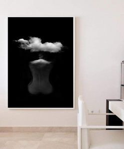 850-CANVASWALLPRINT-BE Black White Figure Painting Lips Wall Art Canvas Painting Nordic Posters And Prints Wall Pictures For