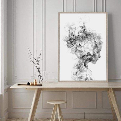 845-CANVASWALLPRINT-BE Simple Abstract Wall Art Canvas Smoke Effect Portrait Posters and Prints Modular Paintings on The Wall