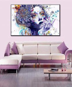 843-CANVASWALLPRINT-BE Simple Watercolor Girl Posters and Prints Abstract Picture Wall Art for Living Room Home Decor 4