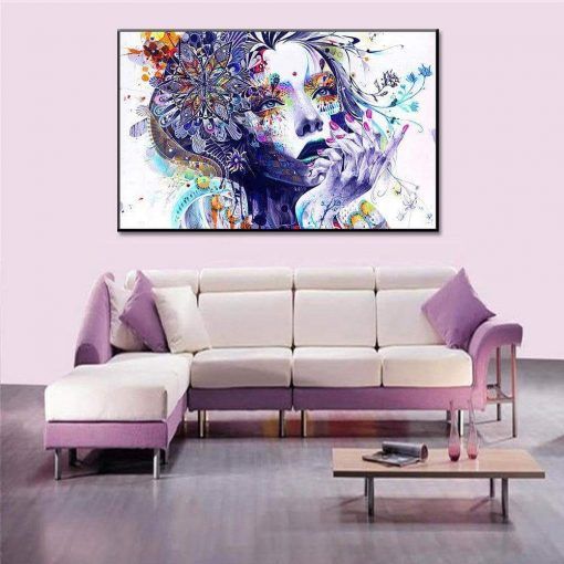 843-CANVASWALLPRINT-BE Simple Watercolor Girl Posters and Prints Abstract Picture Wall Art for Living Room Home Decor 4