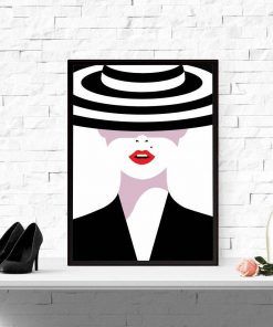 839-CANVASWALLPRINT-BE Watercolor Girl Fashion Wall Art Canvas Painting Nordic Posters And Prints Red Lips Wall Picture For