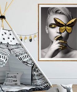830-CANVASWALLPRINT-BE Butterfly Poster Abstract Woman Canvas Painting Nordic Posters and Prints Modern Wall Pop Art Picture For