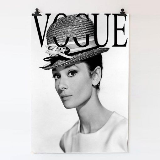 829-CANVASWALLPRINT-BE Decoration Hepburn Woman Portrait Posters and Prints Canvas Painting Nordic Vogue Wall Pictures for Living Room