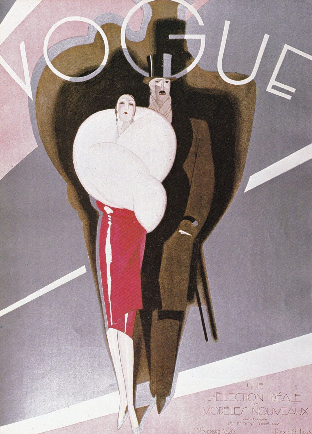 Vogue Magazine Cover By Bolin 1926 Fashionable Couple In Flashlight Art ...