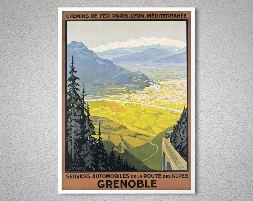 Grenoble, France Vintage Travel – Poster - Canvas Print - Wooden ...