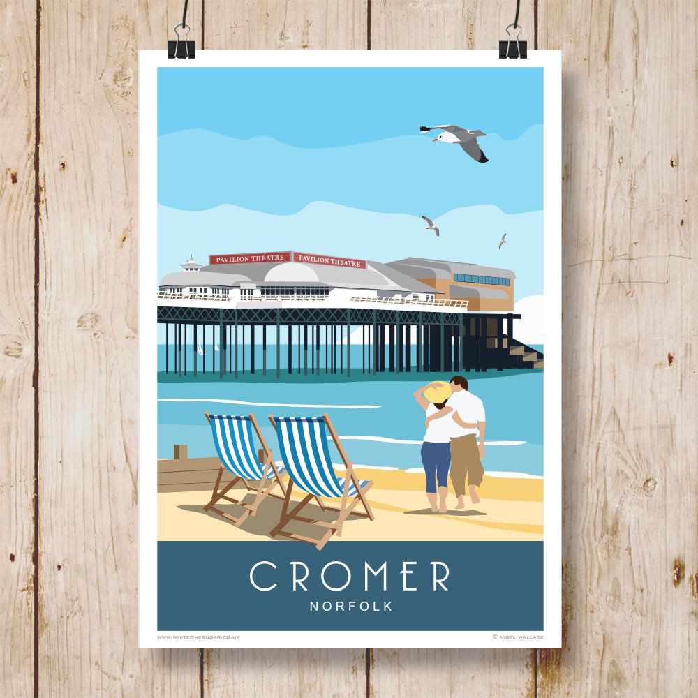 Cromer Pier, Norfolk – Poster - Canvas Print - Wooden Hanging Scroll ...