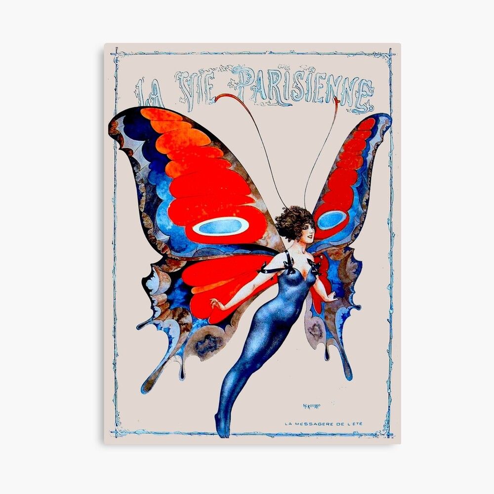 La Vie Parisienne Vintage Butterfly Girl - Magazine – Poster - Canvas ...