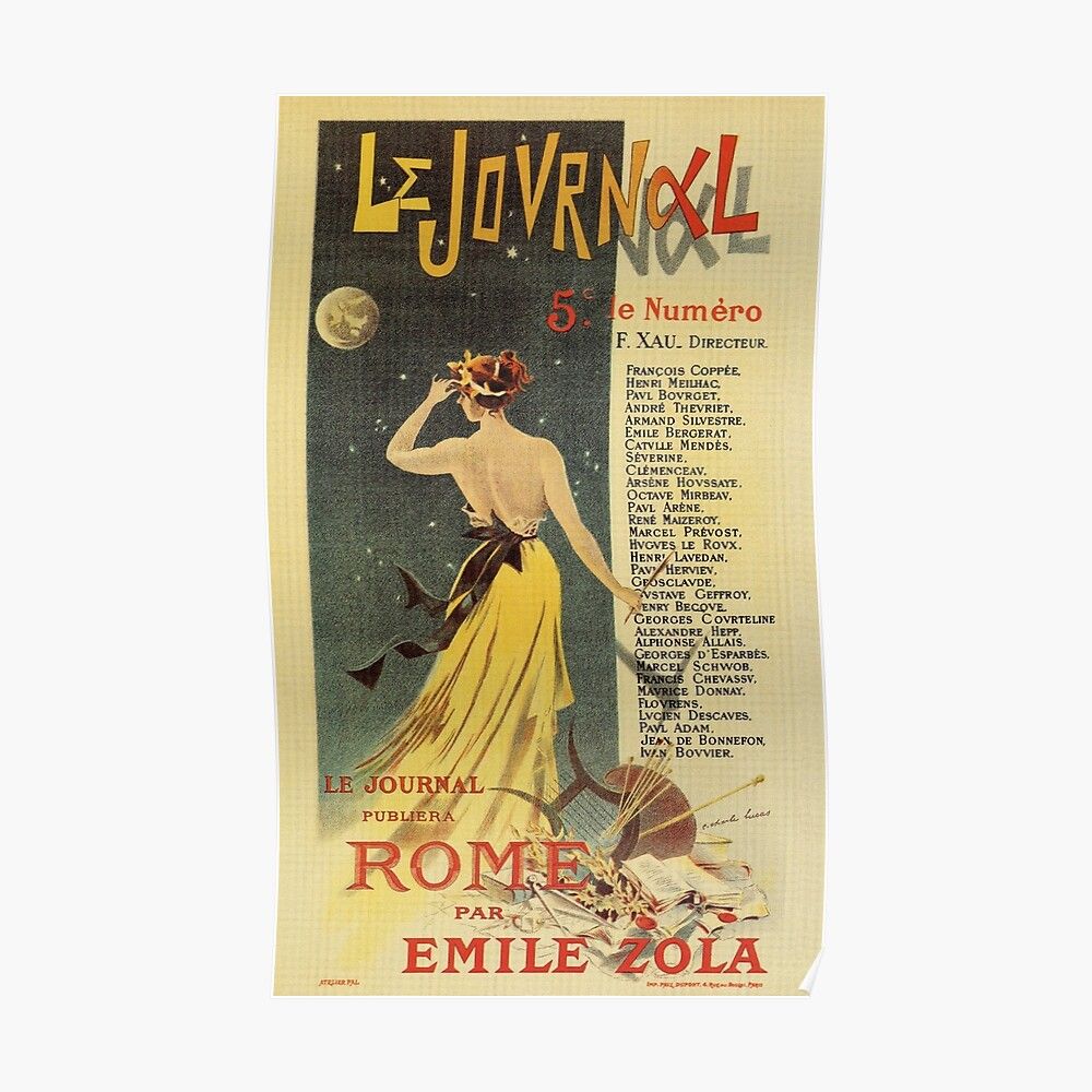 1899 French Literary Magazine Emile Zola Novel Ad Poster Canvas