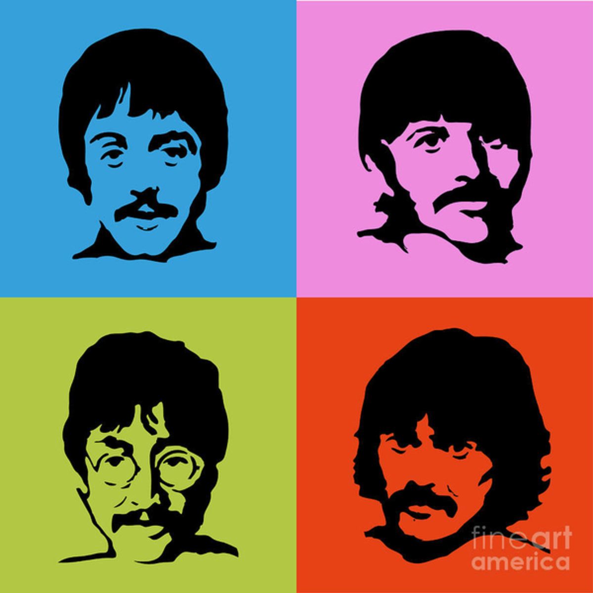 The Beatles Colors Poster Canvas Print Wooden Hanging Scroll