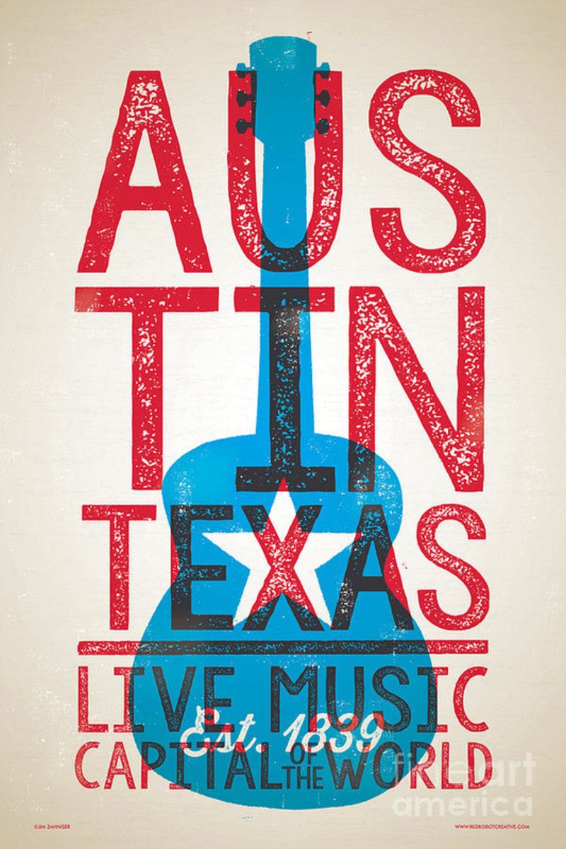 Austin Poster Texas Live Music Poster Canvas Print Wooden