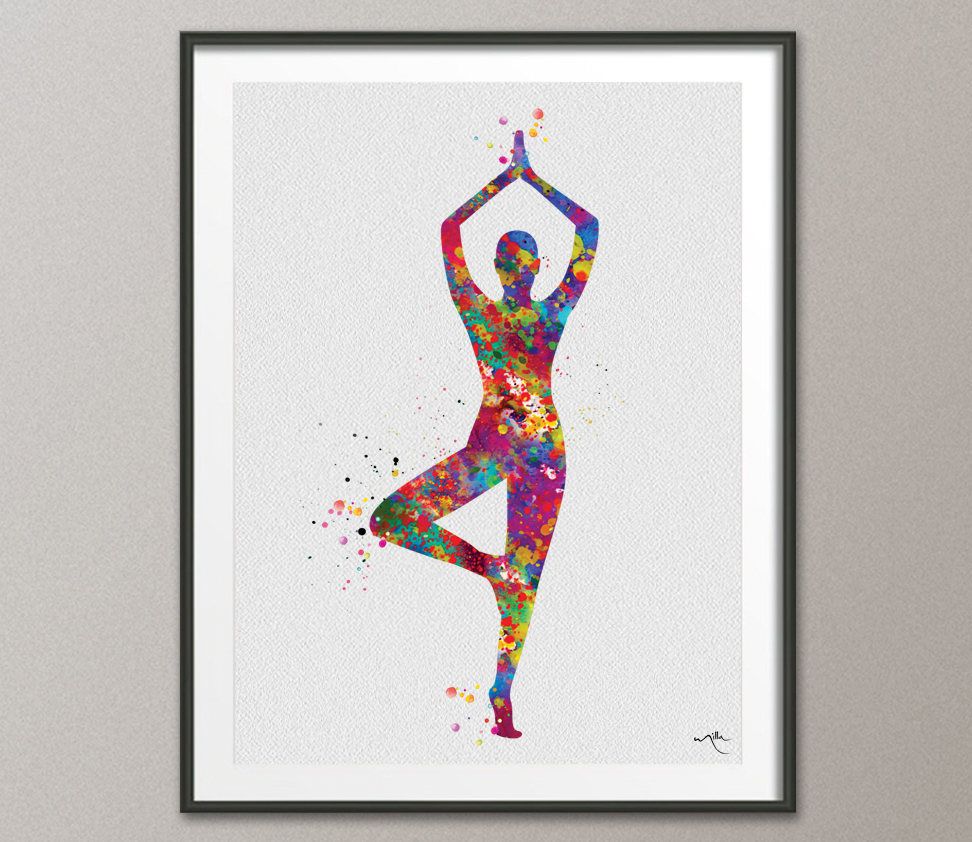 Yoga Art, Yoga Tree Pose, Yoga, Yoga Pose, Yoga, Yoga Watercolor, Yoga ...