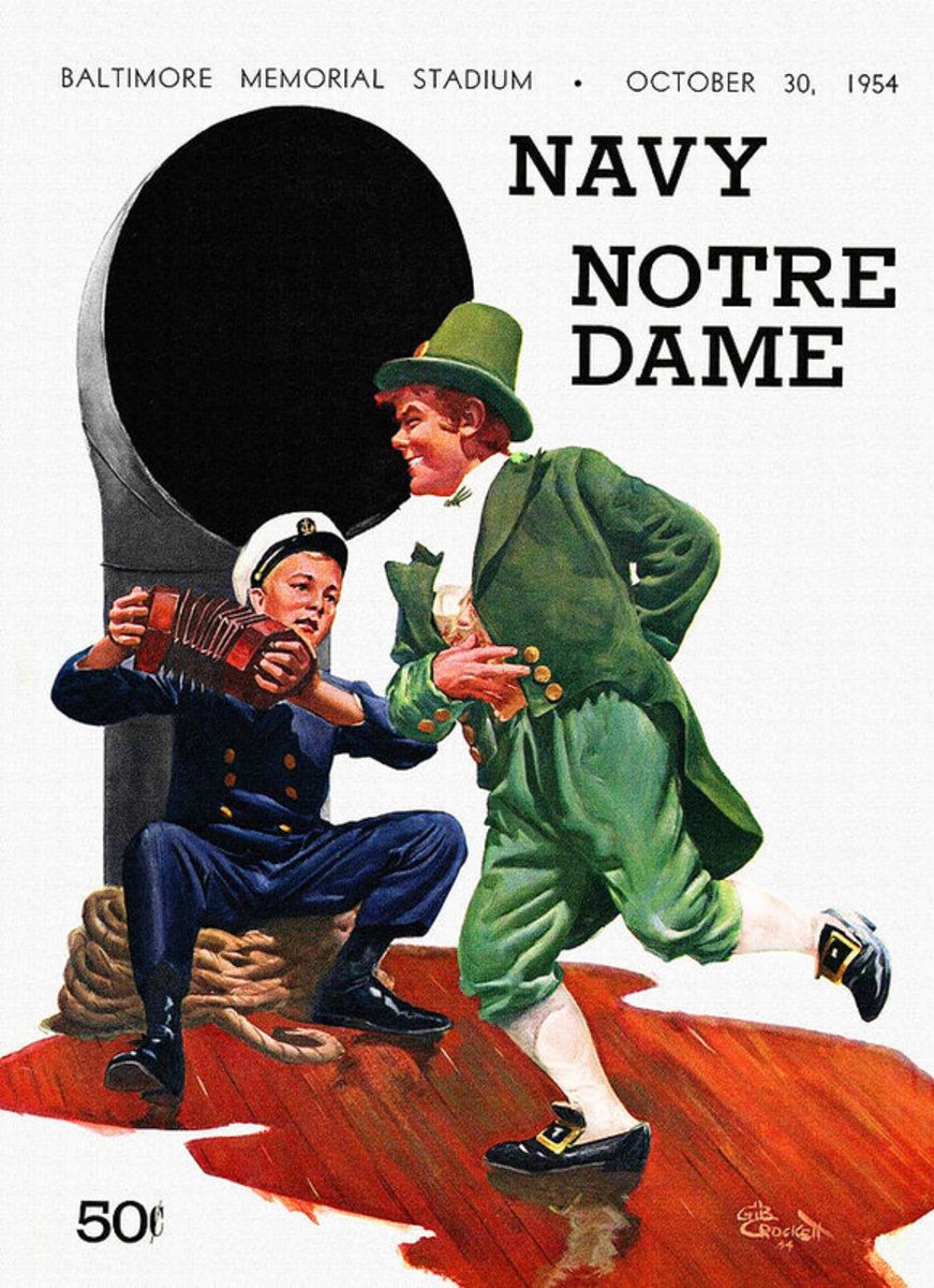 Notre Dame V Navy 1954 Vintage Program – Poster - Canvas Print - Wooden