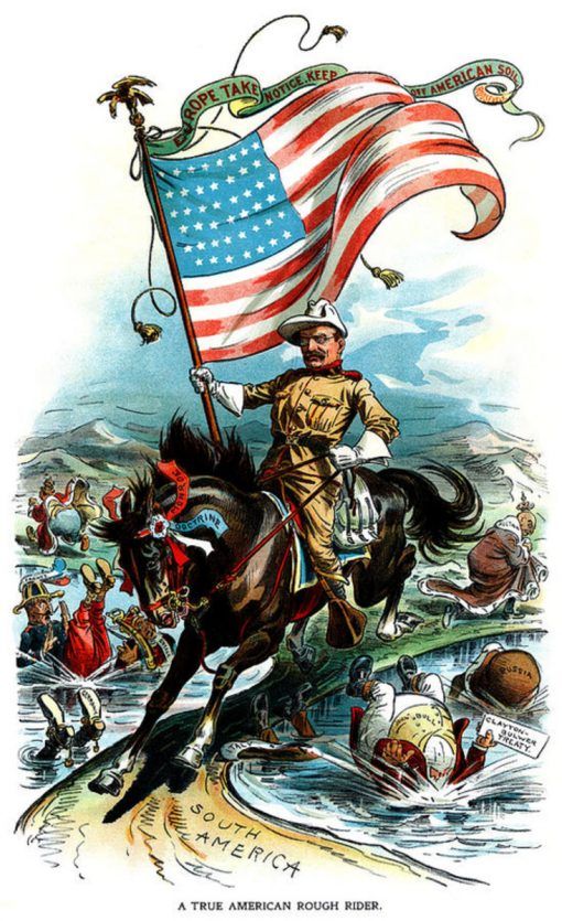 1902 Rough Rider Teddy Roosevelt Cartoon Poster Canvas Print