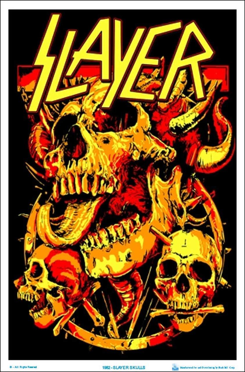 Slayer Skulls Blacklight - Flocked – Poster - Canvas Print - Wooden ...