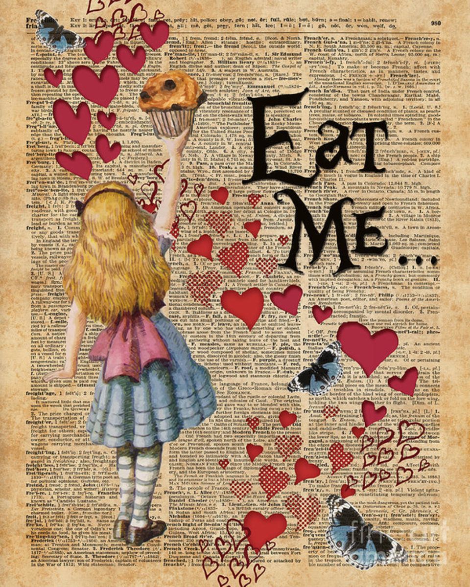 Alice In The Wonderland Eat Me Muffin - Cartoon – Poster - Canvas Print