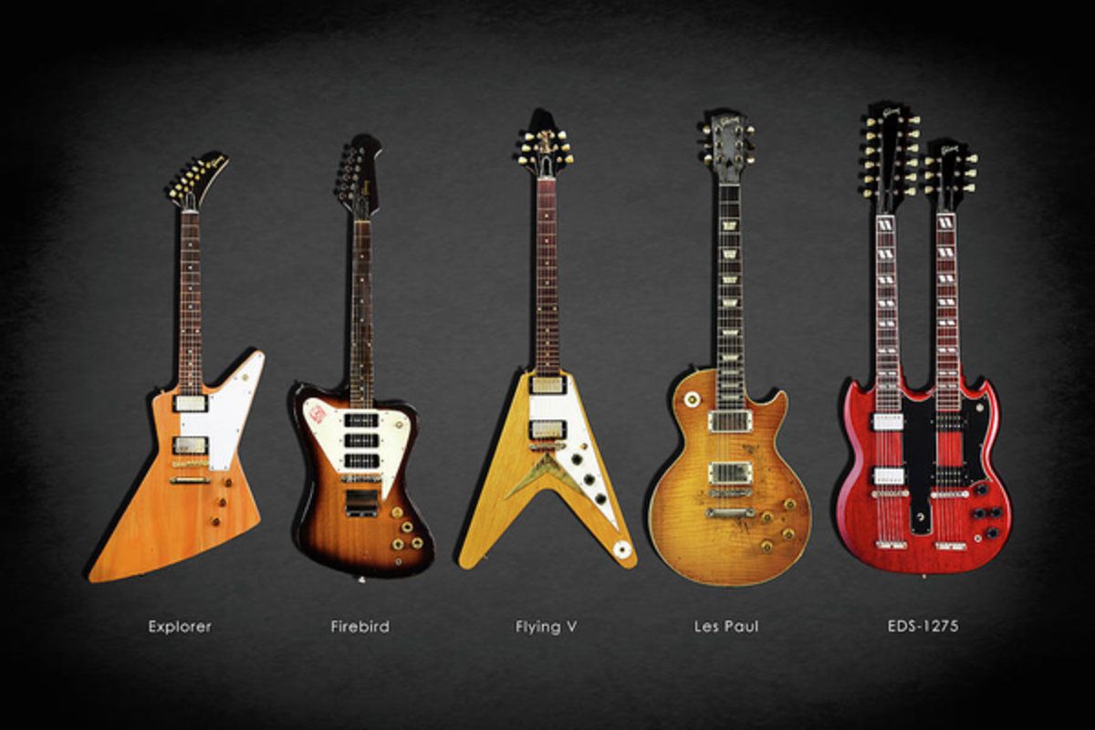 Gibson Electric Guitar Collection – Poster - Canvas Print - Wooden ...
