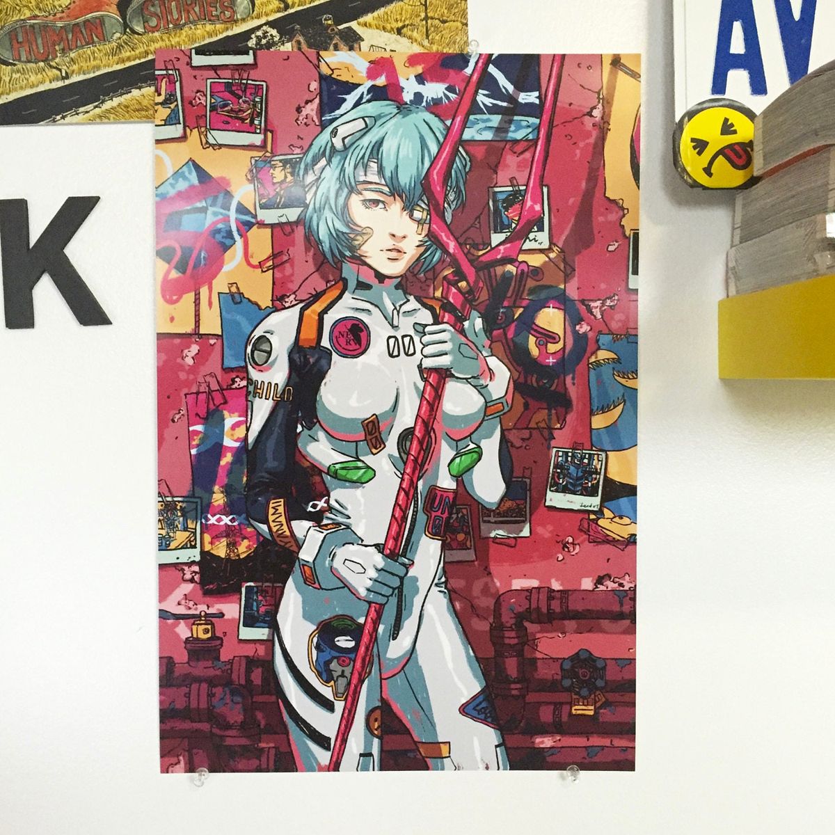Neon Genesis Evangelion Poster Canvas 60x90cm/24x36in Rei Ayanami Anime Print
