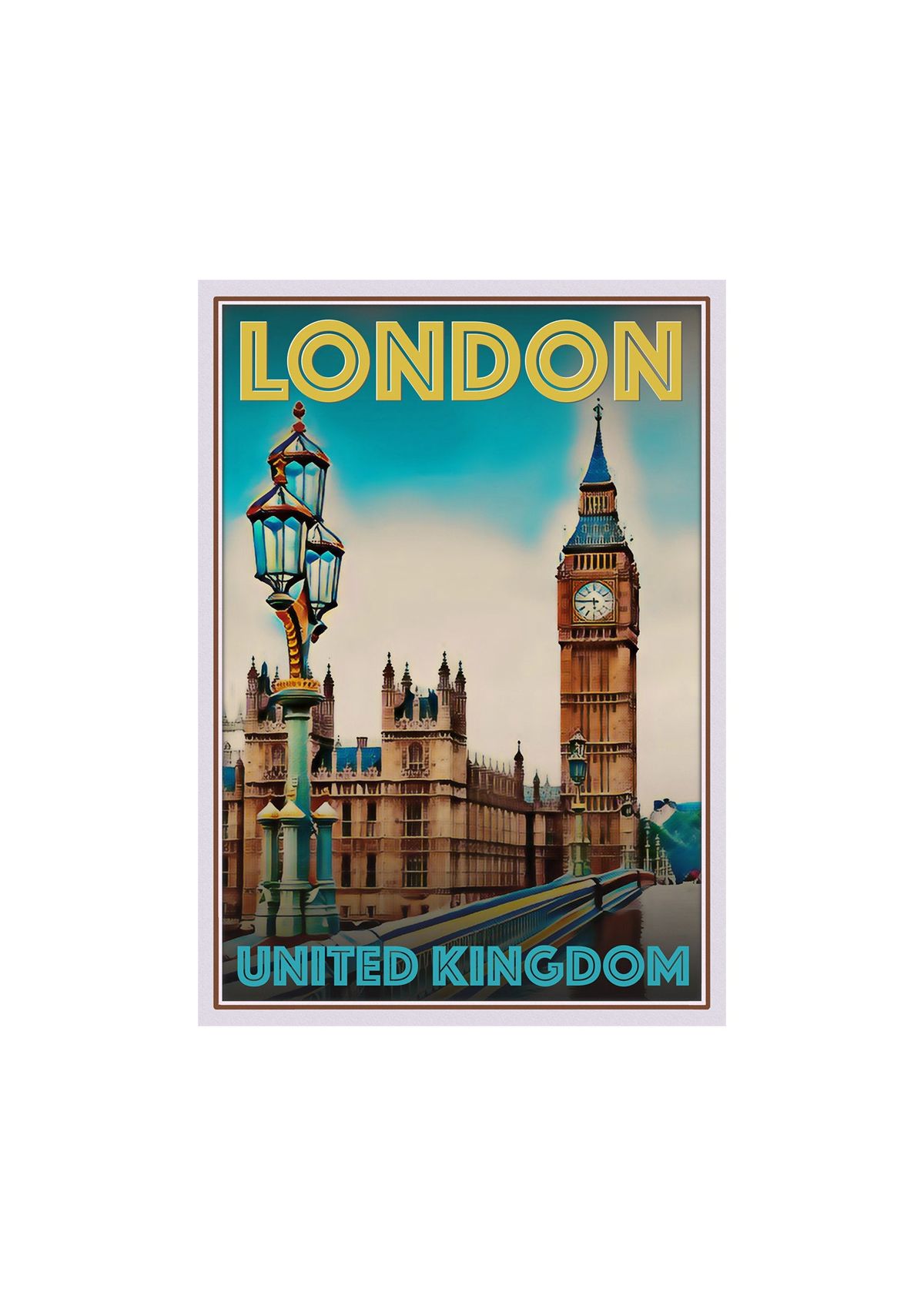 Retro Vintage Style Travel London United Kingdom – Poster - Canvas ...