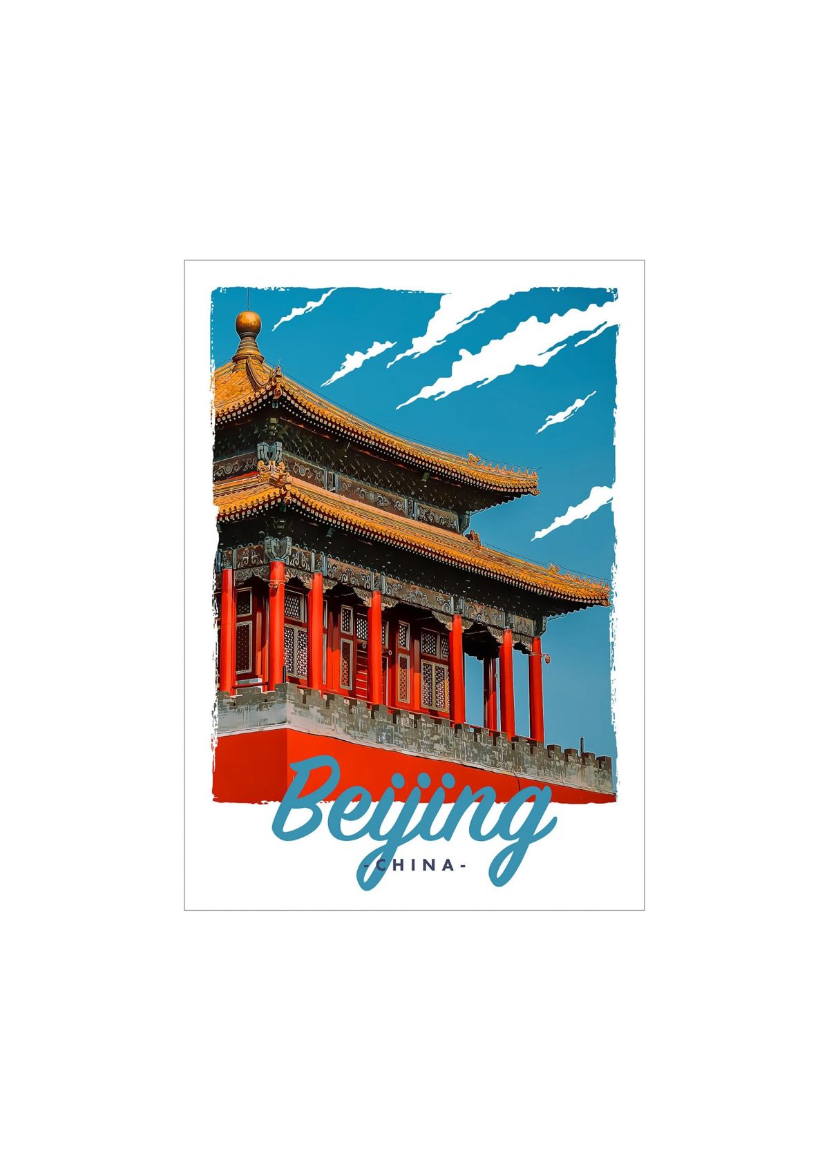 Retro Vintage Style Travel Beijing China – Poster - Canvas Print ...