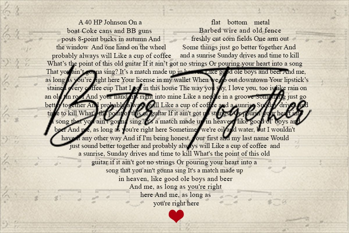 Better Together Luke Combs Lyrics Poster Canvas Print Wooden Hanging Scroll Frame Big Eagle