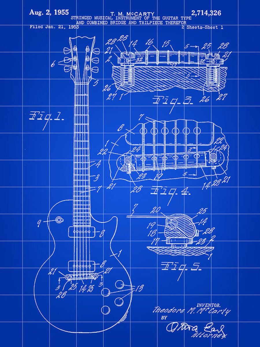 Чертёж электрогитары Gibson les Paul