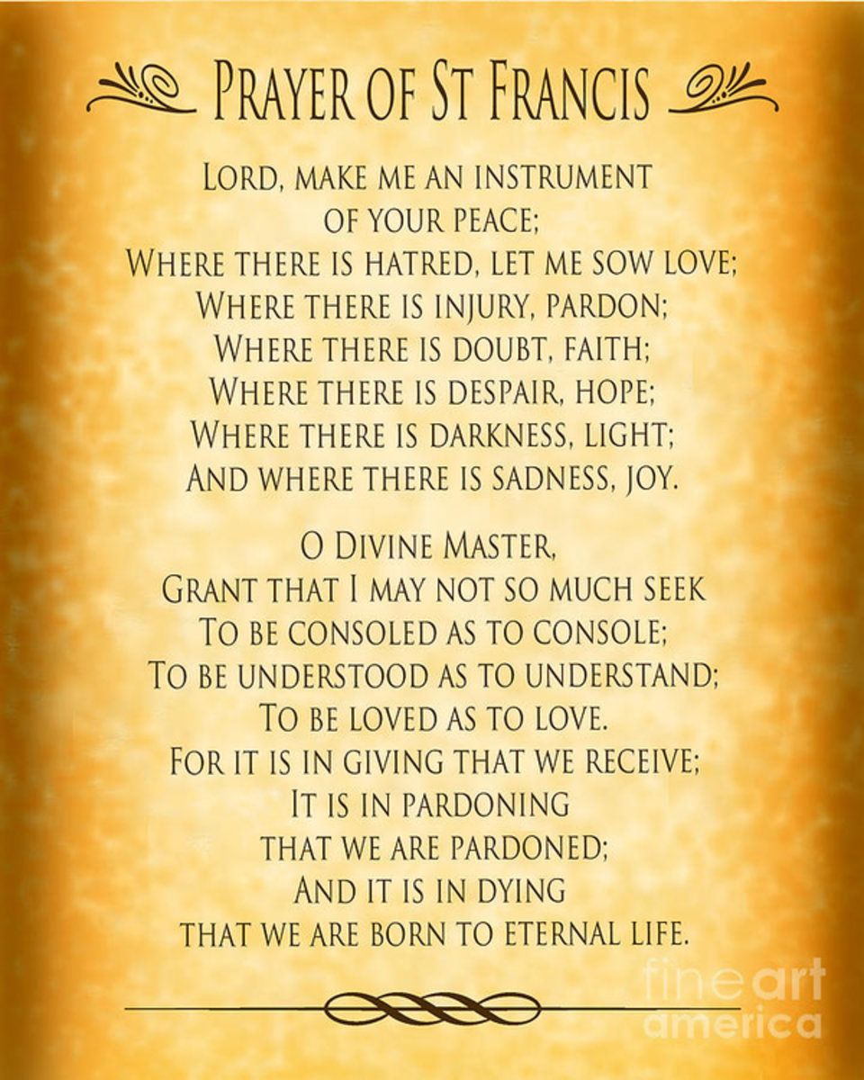Prayer Of St Francis - Pope Francis Prayer - Gold Parchment - Religious ...
