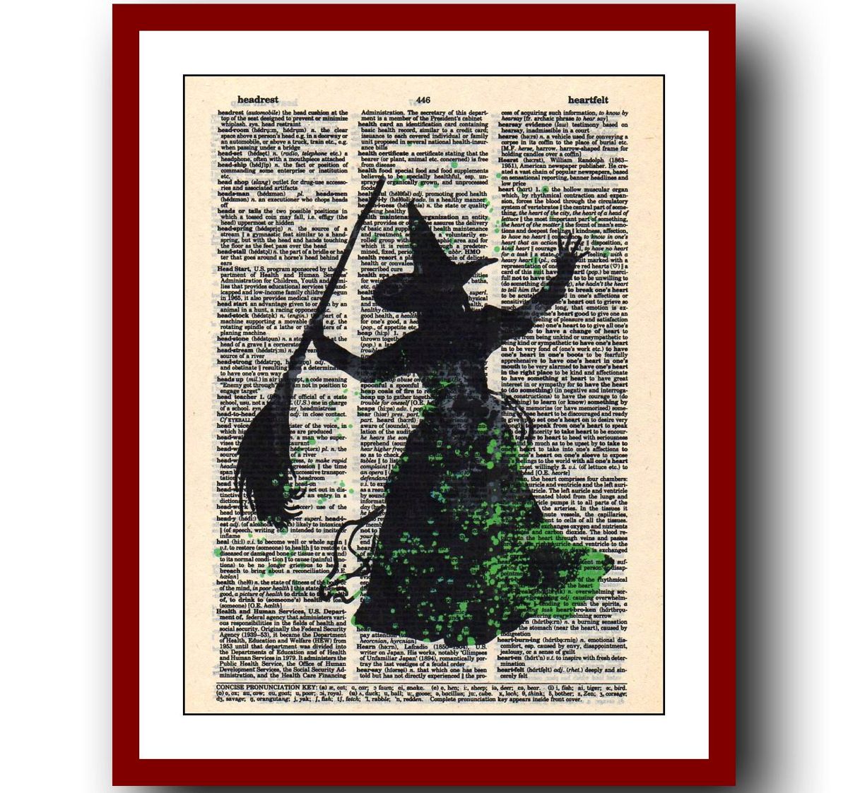 Wizard Of Oz 19 Wicked Witch Print Halloween Decor Upcycled Old ...