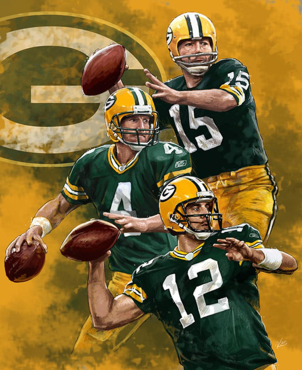 Green Bay Packers Quarterbacks Poster Canvas Print Wooden Hanging Scroll Frame Big Eagle
